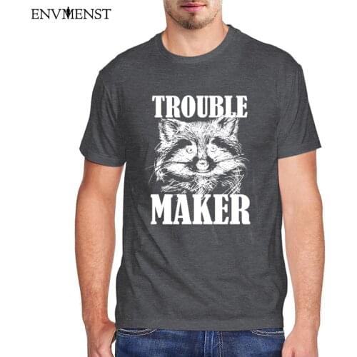 Funny Raccoon Shirt Men Clothing Trouble Maker Raccoon T-Shirt 100% cotton Animal Graphic Short Sleeve Tee Men Vintage Tops 3XL