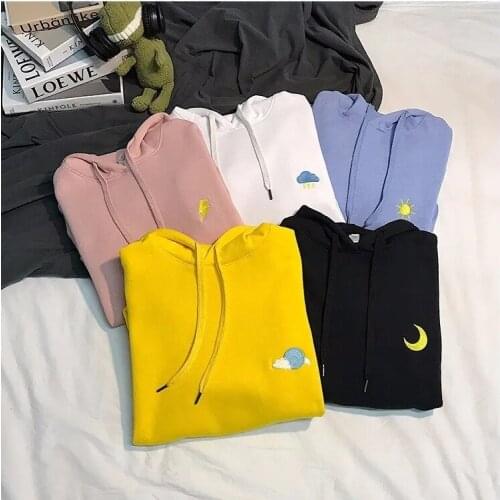 Women Couple Hoodies Sweatshirt Plus Size Velvet Oversized Hooded Sweatshirt Embroidery graphics Winter Casual Loose Jumper