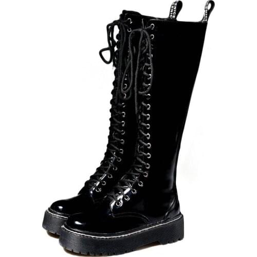 OLOMM 2019 flat Martin boots female British wind thick with long boots children high boots children straight knight LL-132