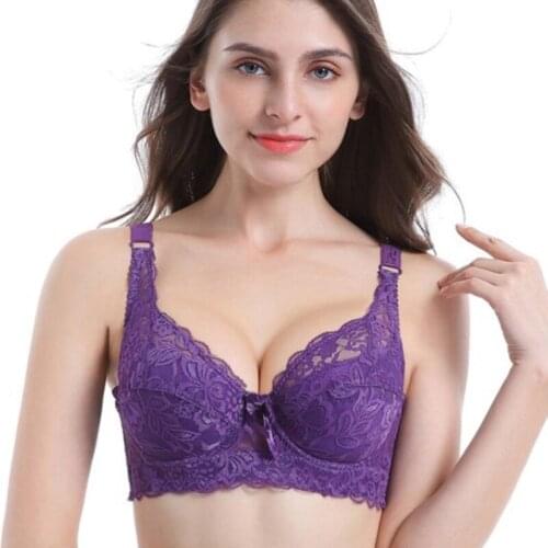 Big Size Lace Bras for Womens Bralette Underwear Sexy Lingerie Light Padded Push Up Brassiere Deep V Bras 34-48 A B C D Cup