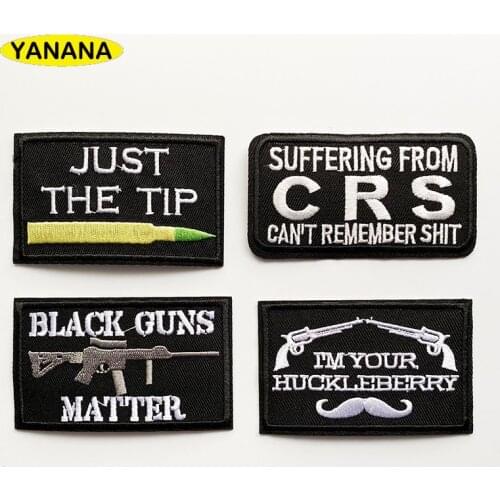 Gun bullet Badges Embroidered for Clothing DIY Stripes Applique Clothes Stickers Iron on Creative Badges Parches