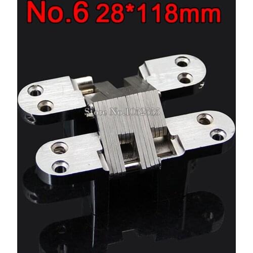 1PCS Invisible Concealed Cross Door Hinge 28x118mm Stainless Steel Hidden Hinge Bearing 50KG For Folding Door K100-2