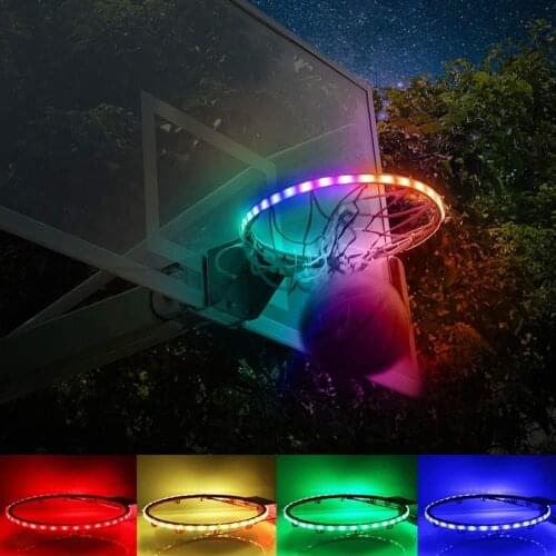 1PC LED Basket Hoop Solar Powered Light Strip Basketball Rim Playing At Night Shooting Attachment Basketball Accessories