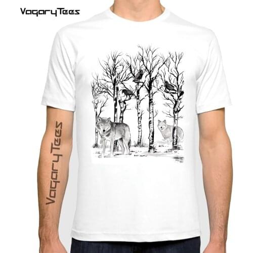 2021 New Fashion Wolfs in the Forest print T-shirt For Men Plus Size cool Streetwear Tee Shirt S-3XL Camiseta