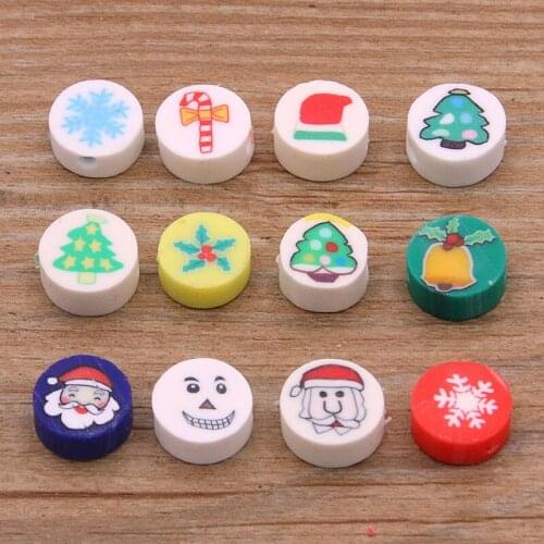 30Pcs 12 Styles Mix Colors Christmas Series Snowflake Shape Clay Spacer Bead Polymer For Jewelry Making DIY Handmade Accessories