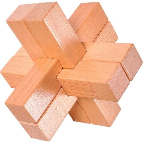 6.7" Six Lock IQ Brain Teaser Kong Ming Lock Lu Ban Lock 3D Wooden Interlocking Burr Bamboo Puzzles Game Toy For Adults Kids 6Y