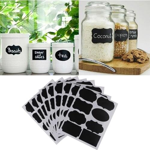 72pcs Blackboard Craft Kitchen Jar Organizer Labels Chalkboard Chalk Board Stickers Black DIY stickers 7cm x 4.3cm