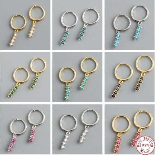 Aide 925 Sterling Silver Earring Bohemia Rainbow Colorful Zircon Tassel Dangle Hoop Earrings For Women Brinco Jewelry Berloque