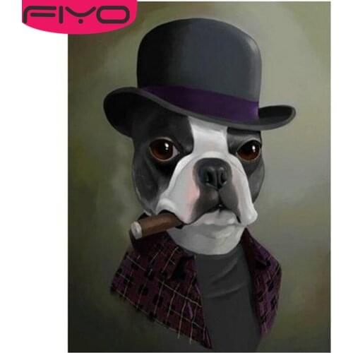 5d diy diamond painting Abstract animal art painted smoking dog diamond painting cross stitch mosaic embroidery diamond