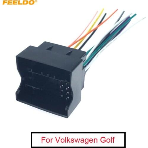 FEELDO 1PC Car Radio Audio Stereo Interface Wire Harness for Volkswagen Golf 7 Sokda Installing Aftermarket CD/DVD