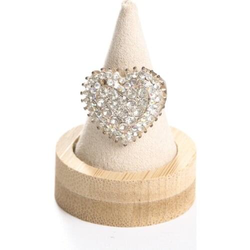 Bamboo Beige Velvet Fingertip Cone Ring Display Stand Case Ring Holder Jewelry Display Stand Ring Showcase Storage Accessories