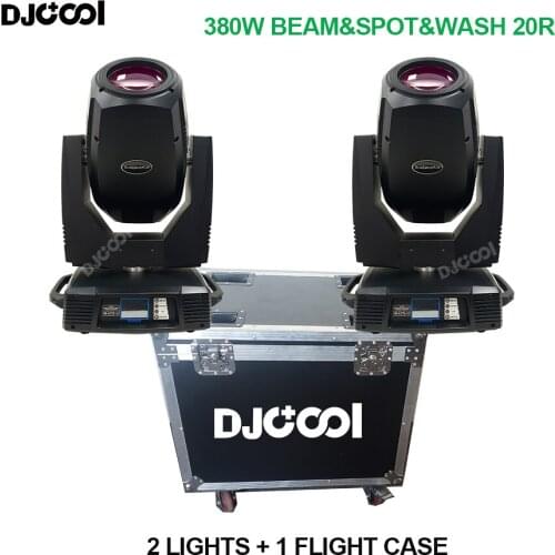 Free Duty Road case 2pcs Lyre Sharpier 380w Beam Spot Wash 3in1 20R Beam Head Lights Stage Moving Head Light Event DJ Lighting