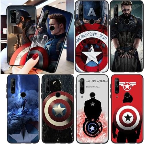 Marvel Captain America For Honor 8S 8C 8X MAX 8A 8 7S 7A 7C Play 3E Prime Pro 2020 2019 Silicone Black Phone Case