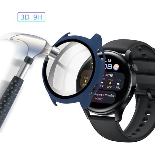 2021 Tempered Glass Film Case with Glass for Huawei Watch 3 46mm Full Cover Hd Bumper Glass Film Case for Huawei Watch 3 46mm