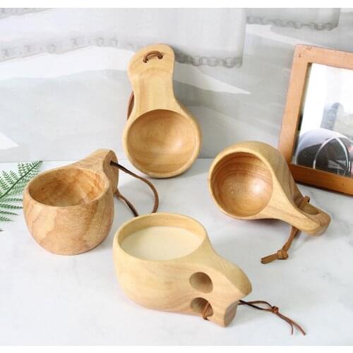 Mug Wood Water Cup Handmade Traditional Wooden Elegant Design Milk Cup for Camping Coffee Juice Milk Mug Home Restaurant
