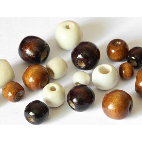 100pcs/lot Coffee/Black/White Big Hole Natural Wood Beads 10mm 12mm Handmade Dreamcatcher Spacer Wooden Beads DIY Jewelry Making