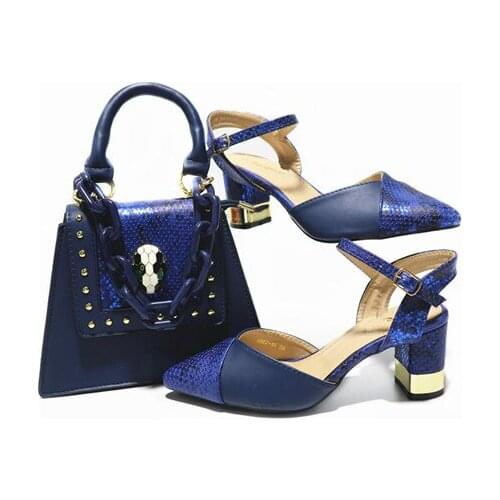 Doershow Shoes and Bag Set African Sets 2020 black Color Italian Shoe Bag Set Decorated with Rhinestone High Quality! SAL1-5