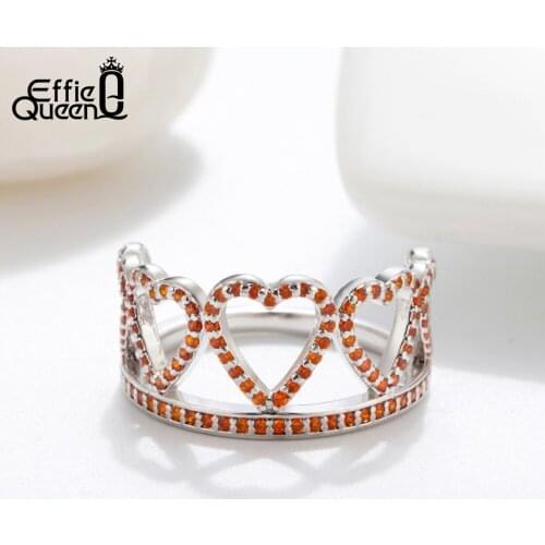 Effie Queen Poker Rings For Women Heart Spade Club Rhombus Pattern Black Red AAA CZ Square Finger Ring Unique Jewelry DR202