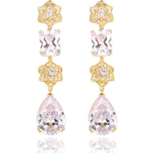 GrayBirds New Style Gorgeous Earrings For Wedding Girls Luxury Jewelry AAA Zircon Water Drop And Square Element MLE138