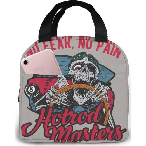 Hotrod Masters Label Lunch Food Box Bag Insulated Thermal Food Picnic Lunch Bag for Women kids Men Cooler Tote Bag