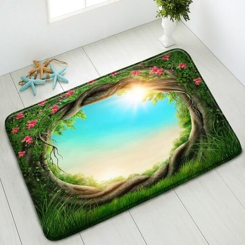 3D Plants Flowers Bath Mat Non-Slip Floor Mat Kitchen Bedroom Doormat Rug Washable Foot Pads Balcony Carpet Absorbent Home Decor
