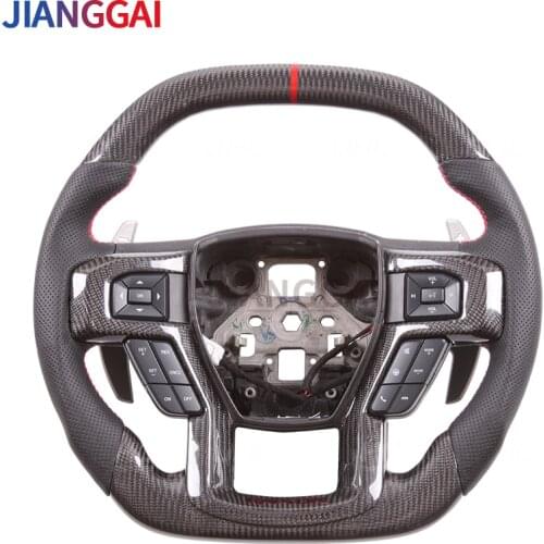 Carbon Fiber Leather Steering Wheel Suitable For Ford Raptor F-150 Carbon Button Cover Paddle Shifter 2015-2020 Models