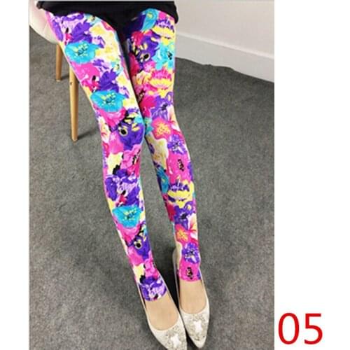 2019 New Flower Printed Leggings Fashion Sexy Women Lady Pants Slim High Elastic Cotton Jeggings Multiple Colors Styles Trousers