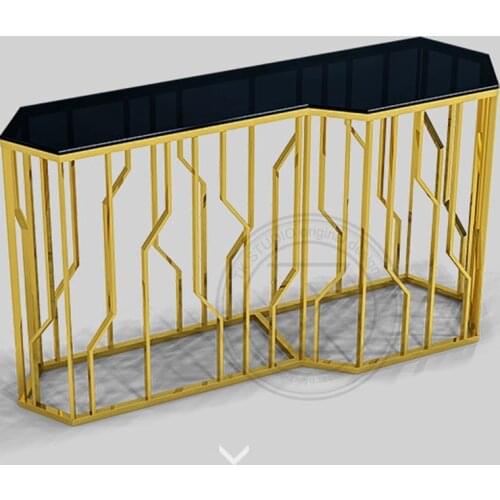 Mercure Light Luxury Group A Living Room Corridor Display Area Stainless Steel Golden Entrance Tempered Glass Entrance Desk