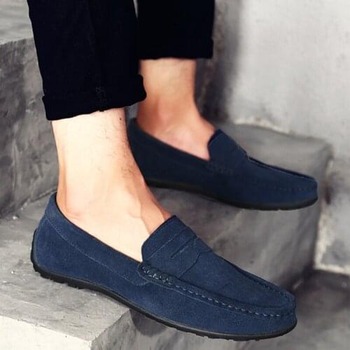 Masorini 2019 Newest Cow Suede Leather Shoes Men Breathable Loafers Rubber Slip-On Soft Hot-Brand High-Quality Footwear WW-371