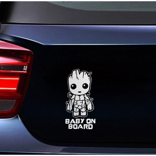 For Baby On Board Groot Car Truck Laptop Toolbox PET Decal Sticker Cute 150mm*75mm