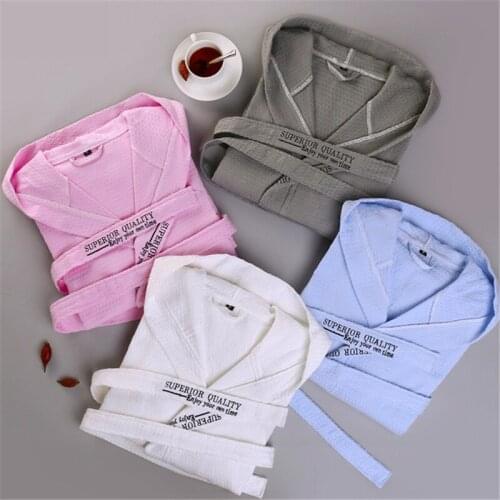 New arrival robe hotel yukata cotton waffle men and women sleepwear hooded yukata absorbent pajamas simple night gowns stylish