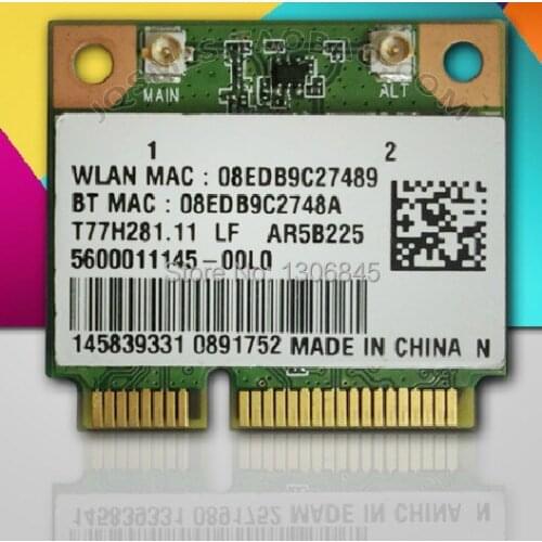 Wholesale New Wireless Card For ATHEROS AR5B225 300Mbps 802.11 B/g/n Half Mini PCI-E Wireless Card Wifi + For Bluetooth 4.0