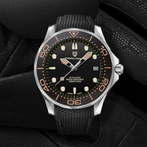 Pagani Design 007 Mens Mechanical Wristwatches Automatic Watch for Men Dome Sapphire Mirror Waterproof NH35 Diving Reloj Hombre