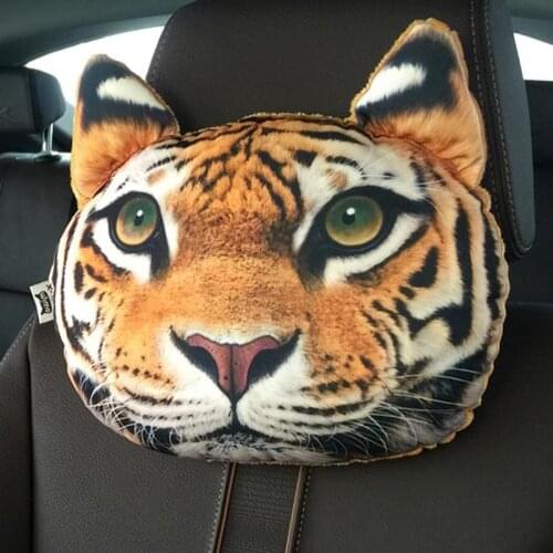 3D Print Car Headrest Neck Headres Stuffed Plush Car Holder Headrest Cushion Chair Seat Cover Dog Cat Face Car Seat Head Cushion