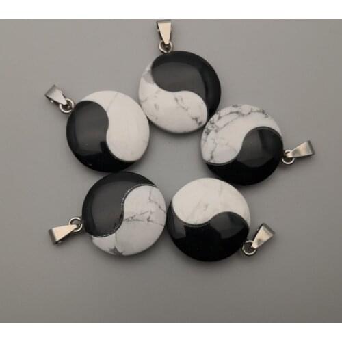 Wholesale High quality 6pcs Natural stone pendants Fashion pendants tai ji Chi Yin Yang Charm jewelry accessories free shipping