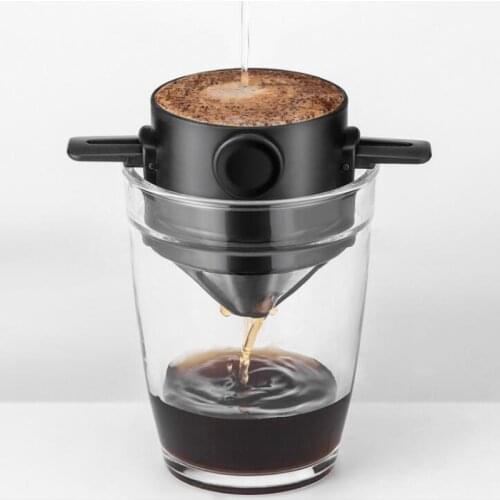 Portable Coffee Filter 304 Stainless Steel Drip Coffee Tea Holder Funnel Baskets Reusable Tea Infuser and Stand Dripper