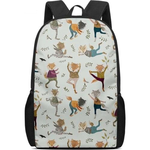 Back To School Funny Fox Floral Backpack Cute Chidlrens Schoolbag for Kids College Book Bag Mochila Feminina Escolar