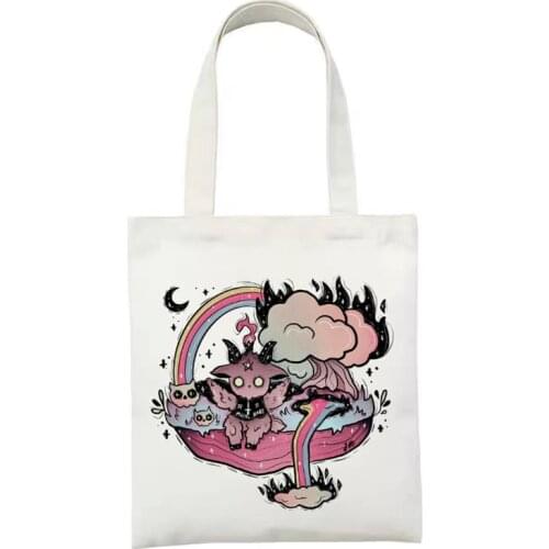 Female Canvas Shopping Bag fashion Cartoon Ladies Cloth Shoulder Bag Eco Shopper Handbag Reusable Grocery Tote Bags for Women