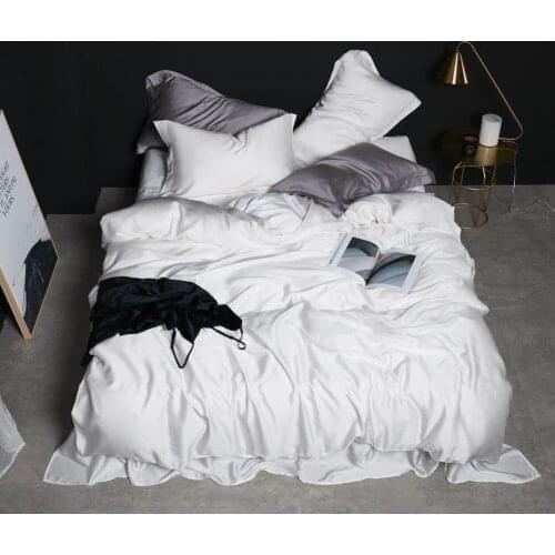 Svetanya Solid White Tencel Silk Bedding Set Luxury Queen King Size Summer Duvet Cover Bed Sheet Set Breathable Ultra Soft
