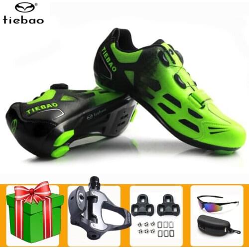 Tiebao Sapatilha Ciclismo Self-Locking Women Pro Mens Cycling Shoes Road Green Bike Triathlon Bicycle Riding Sneakers Bicicleta
