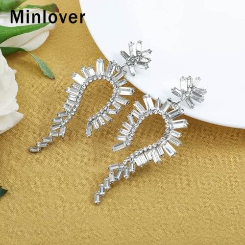 Minlover Unique Square Crystal Wing Shape Drop Earrings for Women Wedding Bridal Earrings Jewelry 2020 New MEH1765
