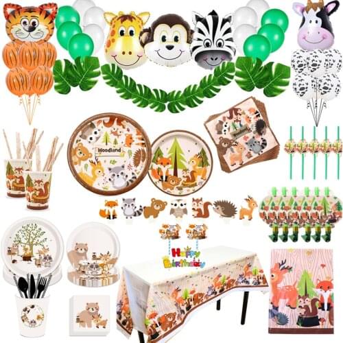 Woodland Animals Party Jungle Safari Birthday Party Decor Woodland Creatures Jungle Animal Forest Kids Birthday Party Supplies