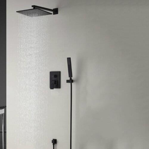 Yi Yu Dark Dress Cold Hot Water Income Wall Type Shower Flower Mute Black Income Wall Sprinkler Faucet