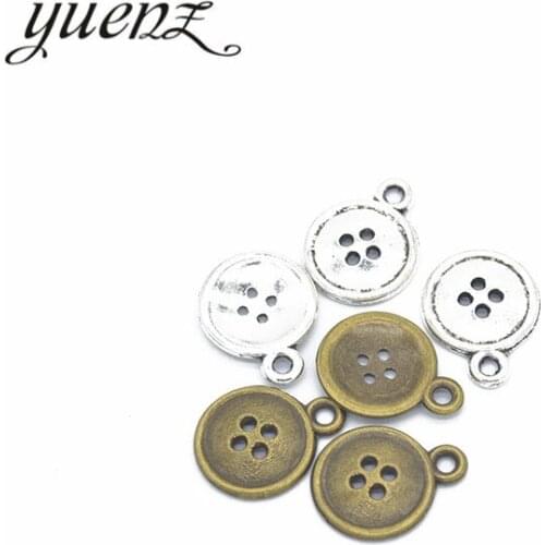 YuenZ 20pcs Antique silver Plated Zinc Alloy Necklaces Pendants Jewelry Button Charms Diy Handmade Jewelry Findings 17*13mm J238