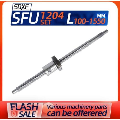 CNC parts, free shipping SFU1204， with single ball nut, machined 1204, 100-1550mm C7，Need any length, you can leave a message