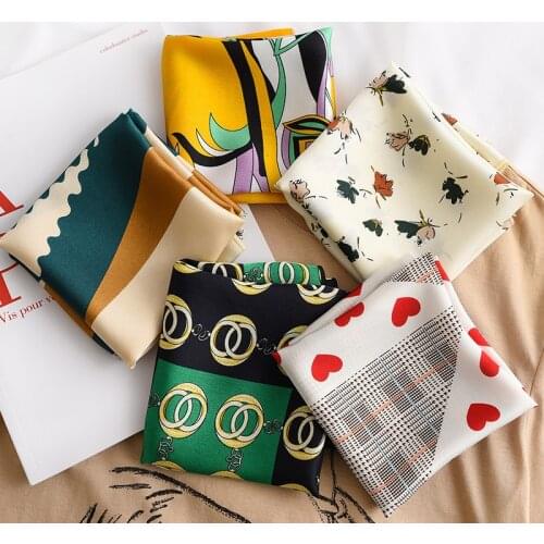 New Arrival 2020 Square Neck Scarf Women Silk Hair Brand Small Foulard Shawls And Wraps Lady Office Neckerchief Bandana Hijab