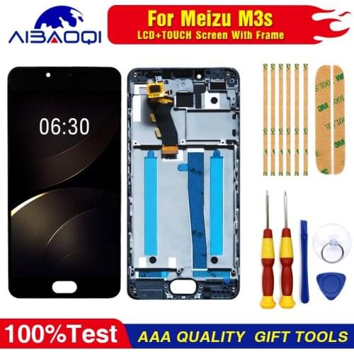 AiBaoQi For 5.0'' Meizu M3s LCD screen display+Touch panel Digitizer lcd With Frame For Meizu M3s Display+Repair Tool Y685H Y685