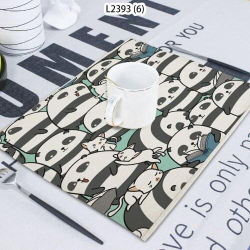 1 Piece Cartoon Panda Pattern Pelican Printed Napkin Cloth Home Decor Table Mat Cloth Tea Towel Coaster 42*32 Servilletas Tela