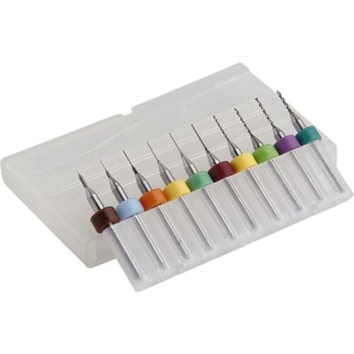 10pcs/set 0.1-1.0mm Mini Drill Bit Set PCB Drilling Drill Bits For SMT CNC Print Circuit Board Power Tool