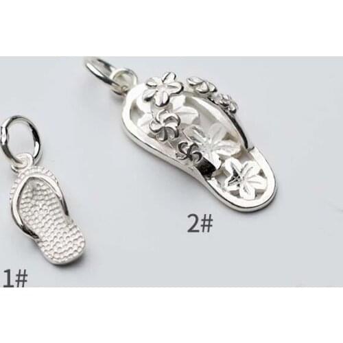 100% 925 Sterling Silver Casual Craft Slipper Charm Pendants For Necklace Bracelets Making Gift DIY Fashion Silver Accessories